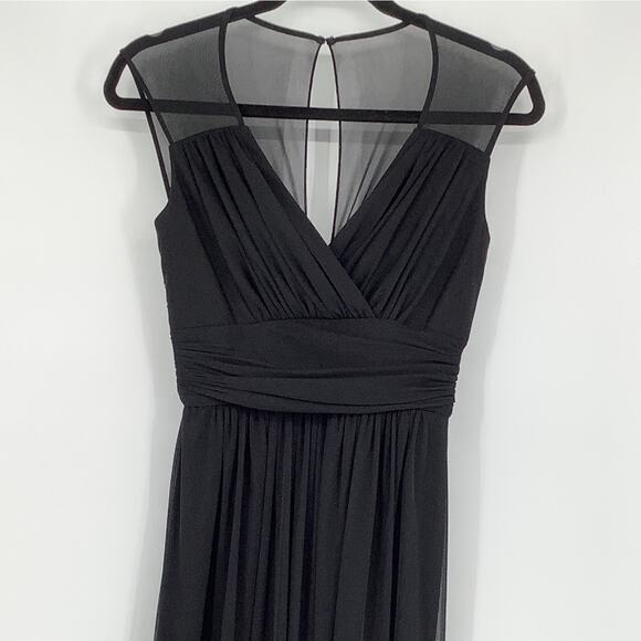 NEW Alfred Sung Size 2 Chiffon Knit Cap Sleeve V-Neck Maxi Dress $231 msrp J3-18 - Picture 6 of 12